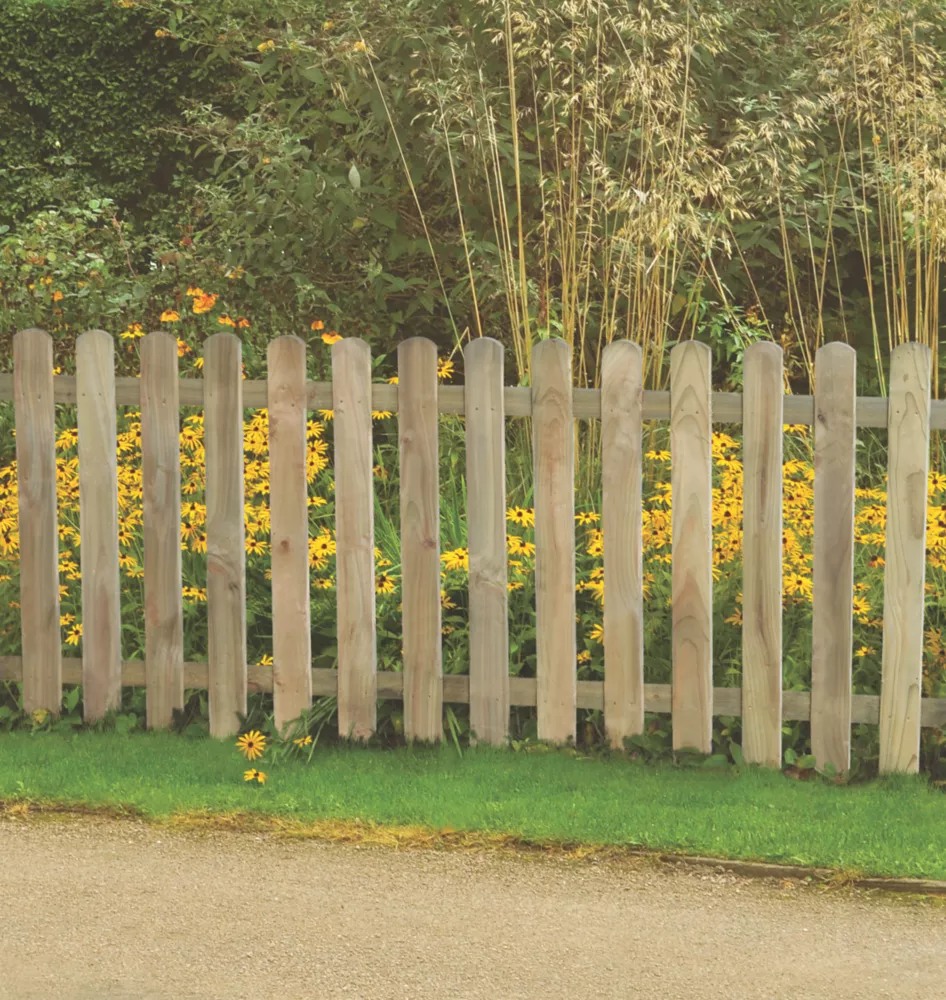 Forest Heavy Duty Picket Fence Panel Natural Timber X Pack Of 3
