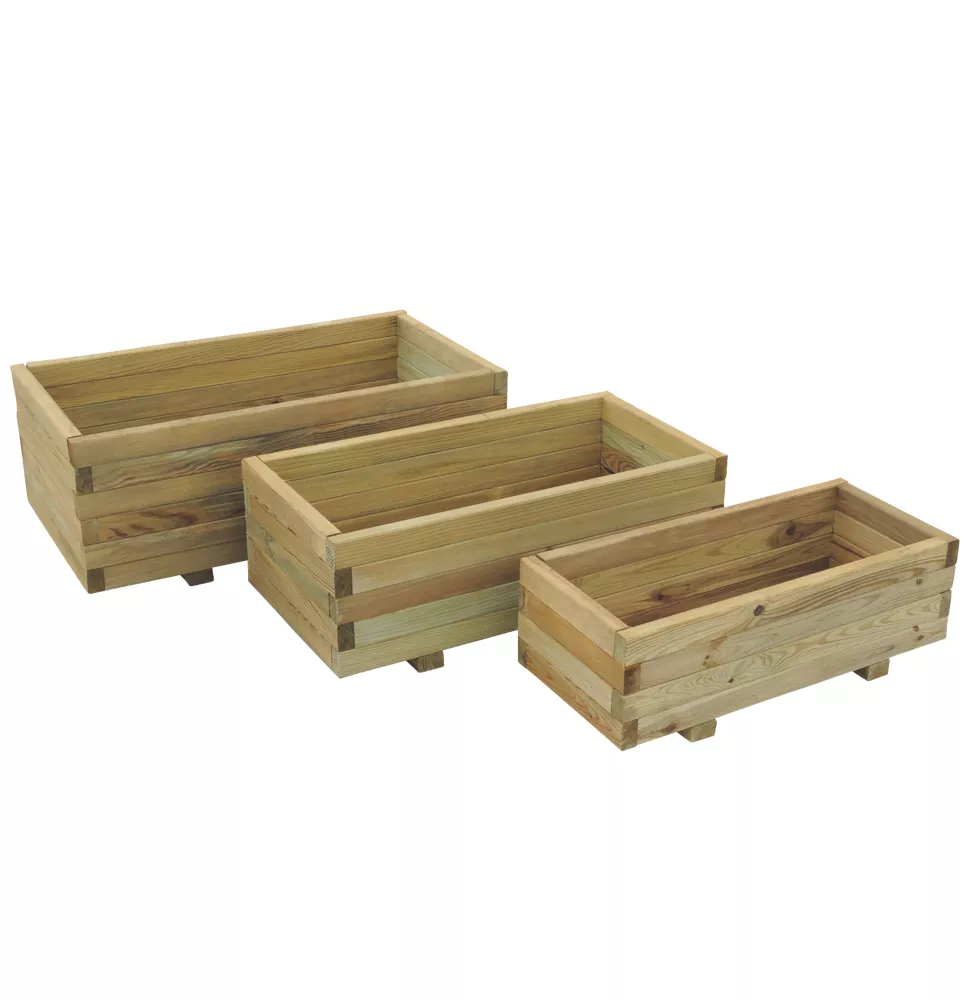 Forest Durham Rectangular Planter Set Natural Wood 900 X 500 X 330mm 3 Pieces 2 Forest Durham Rectangular Planter Set Natural Wood 900 X 500 X 330mm 3 Pieces - Image 2