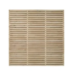 Forest Double-Slatted Fence Panels Natural Timber 6 X 6&apos; Pack Of 3
