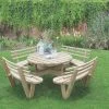 Forest Circular Garden Picnic Table With Seat Backs 2460 X 2460 X 820mm