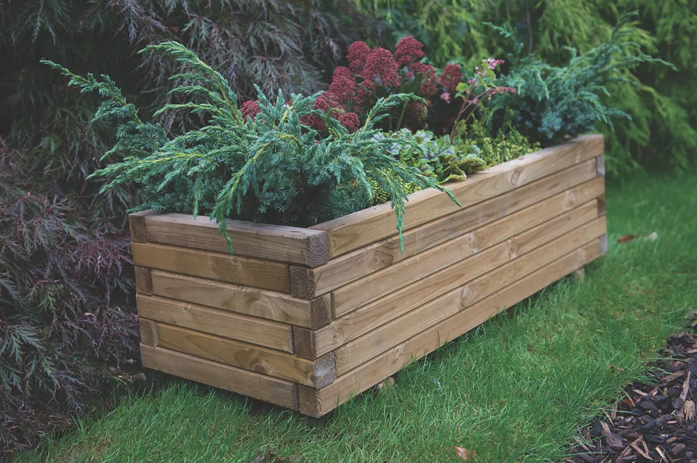Forest Agen Rectangular Planter Natural Wood 320 X 400 X 1000mm - Image 2