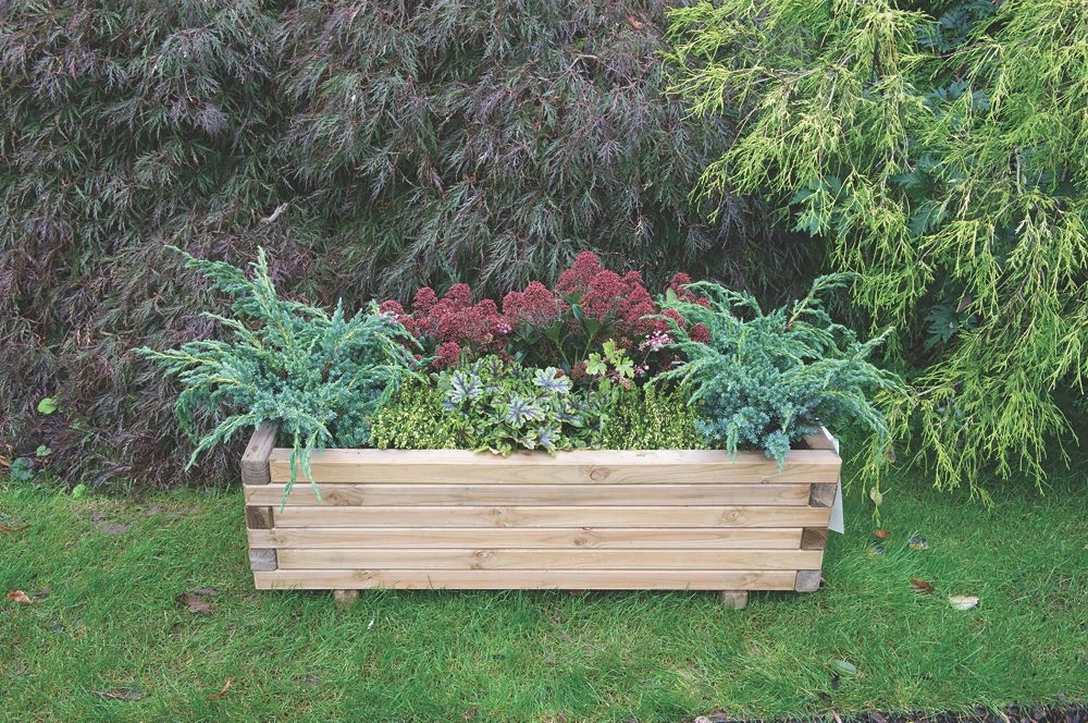 Forest Agen Rectangular Planter Natural Wood 320 X 400 X 1000mm - Image 3