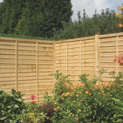 Rowlinson Traditional Lap Lap Fence Panels Natural Timber 1.8 X 1.5m Pack Of 3
