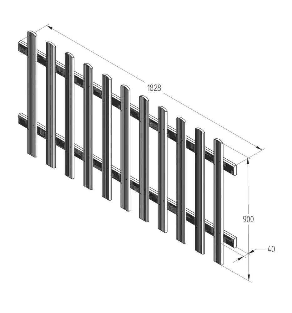 Forest Ultima Picket Fence Panel Natural Timber X Pack Of 3 - Image 4