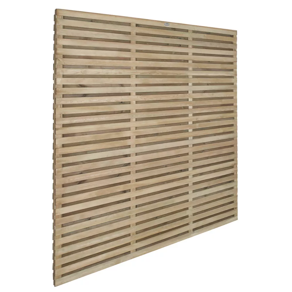 Forest VENHHM6PK5HD Double-Slatted Fence Panels Natural Timber 6 X 6' Pack Of 5 - Image 2