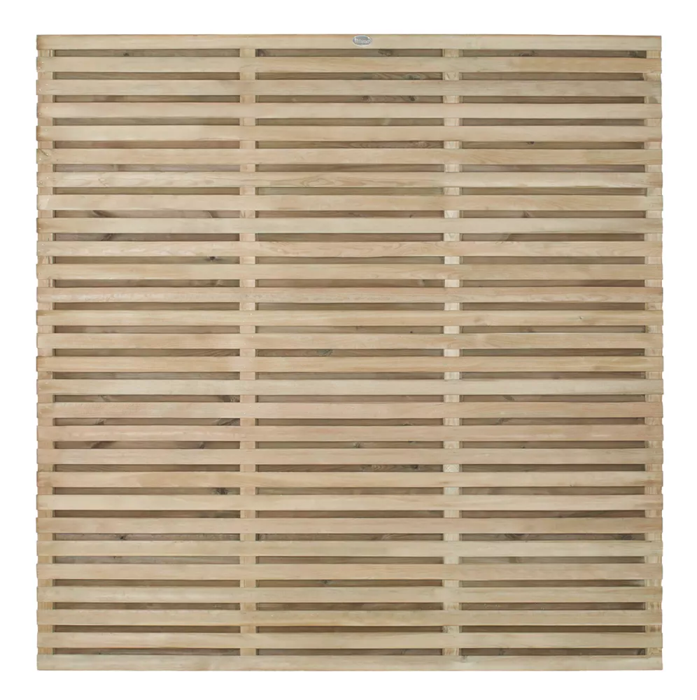 Forest VENHHM6PK5HD Double-Slatted Fence Panels Natural Timber 6 X 6' Pack Of 5