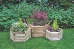 Forest York Hexagonal Planter Set Natural Wood 520 X 600 X 330mm 3 Pieces